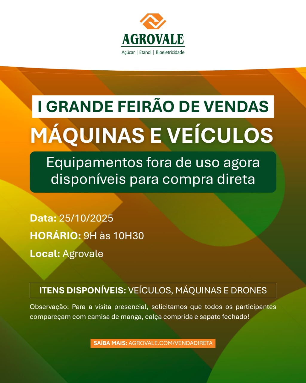 I GRANDE FEIRÃO DE VENDAS DE MÁQUINAS E VEÍCULOS AGROVALE ACONTECE NESTE SÁBADO